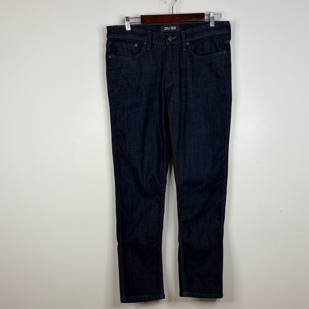 DU/ER Duer Jeans Mens 32 x 29 Dark Blue Slim Straight Performance Stretch Denim